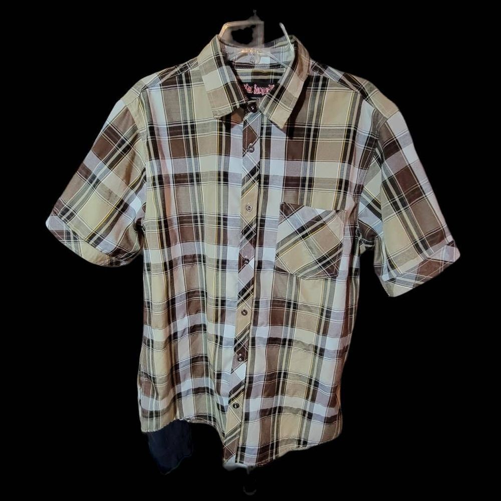 Blac Lacquer SS Black & Brown Plaid Shirt - Sz XL